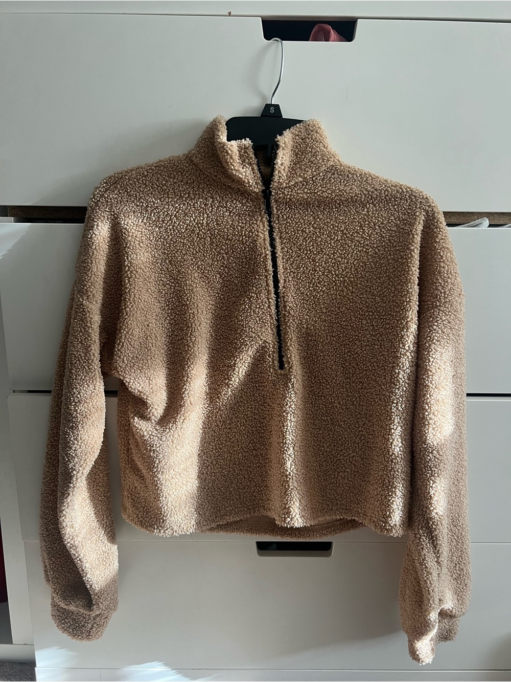 Teddy Half-Zip Pullover Jacket - Camel
